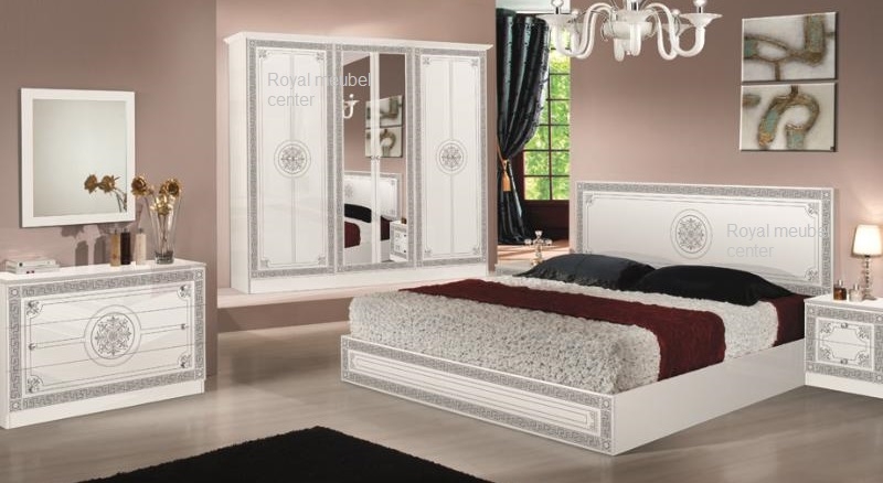 Slaapkamer klassiek Italiaanse hoogglans wit bari set Complete - Royal Boxspring Bedden