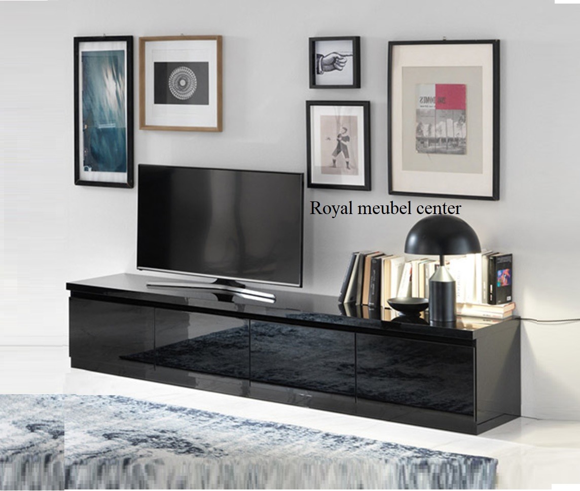 lunch jam stuiten op Tv meubel Forever XL hoogglans zwart 220 cm - TV plasma Tafels - Royal  Boxspring Swiss Bedden