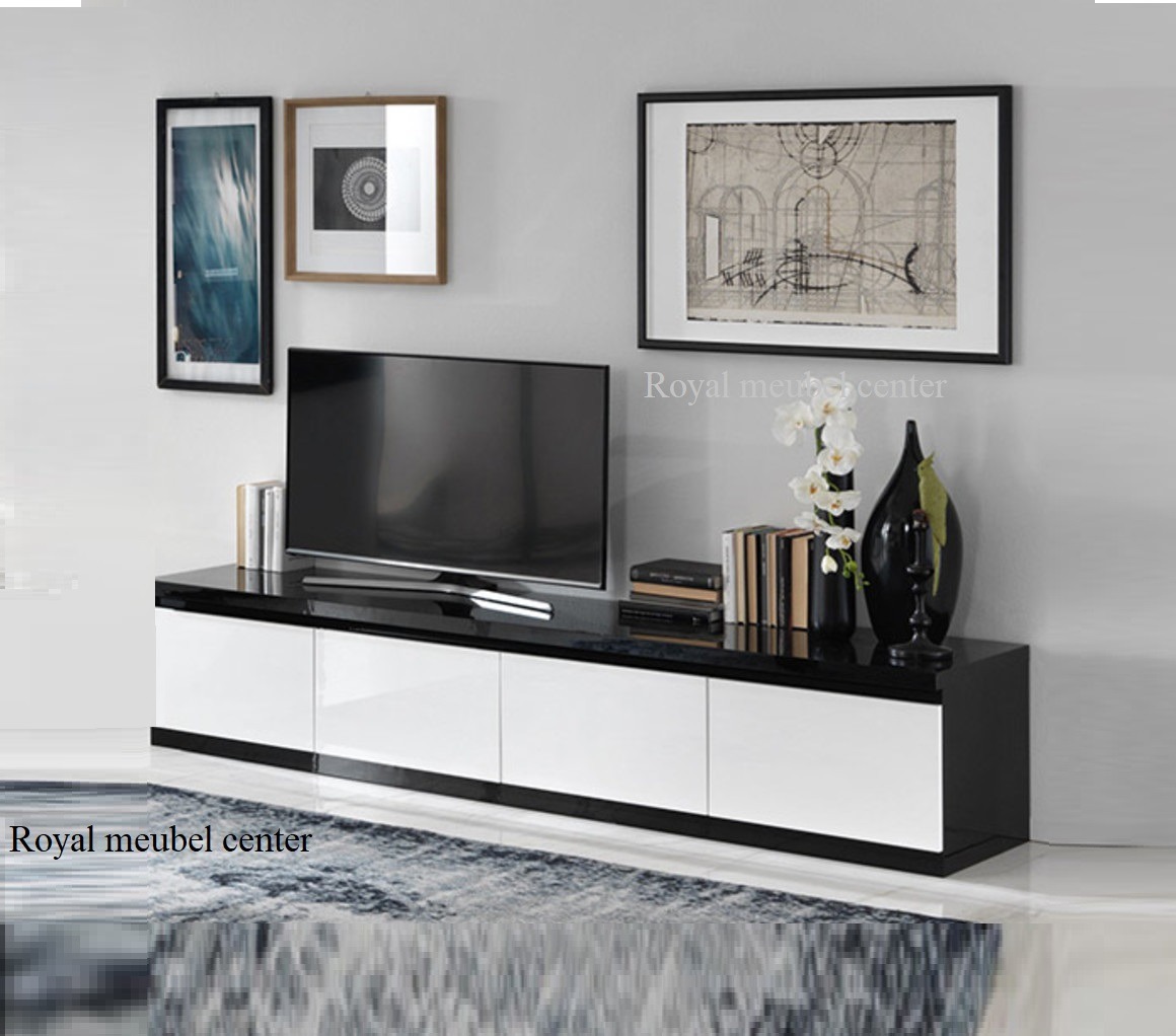 Tv meubel Forever hoogglans wit 220 cm - TV plasma Tafels - Royal Boxspring Swiss Bedden